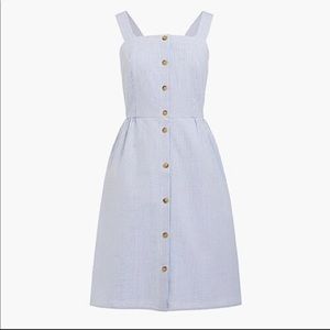 NWT JCrew Blue Pinstripe Seersucker Button Dress